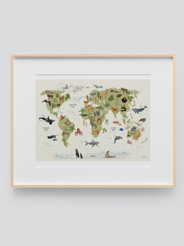 Weltkarte Poster Grün